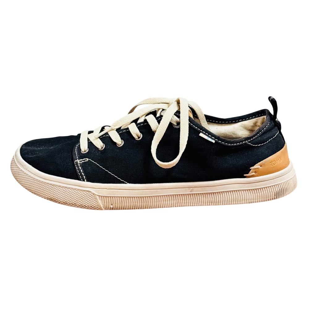 TOMS Del Rey Mens Black Canvas Low Top Lace Up Sneakers Size 10 10014103